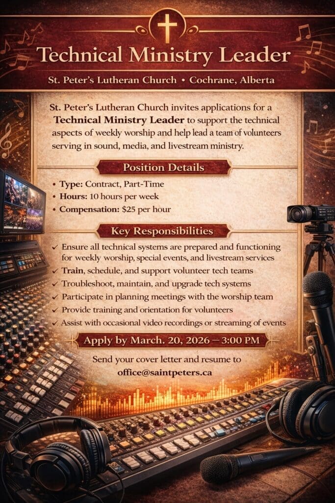 Now Hiring! Technical Ministry Leader